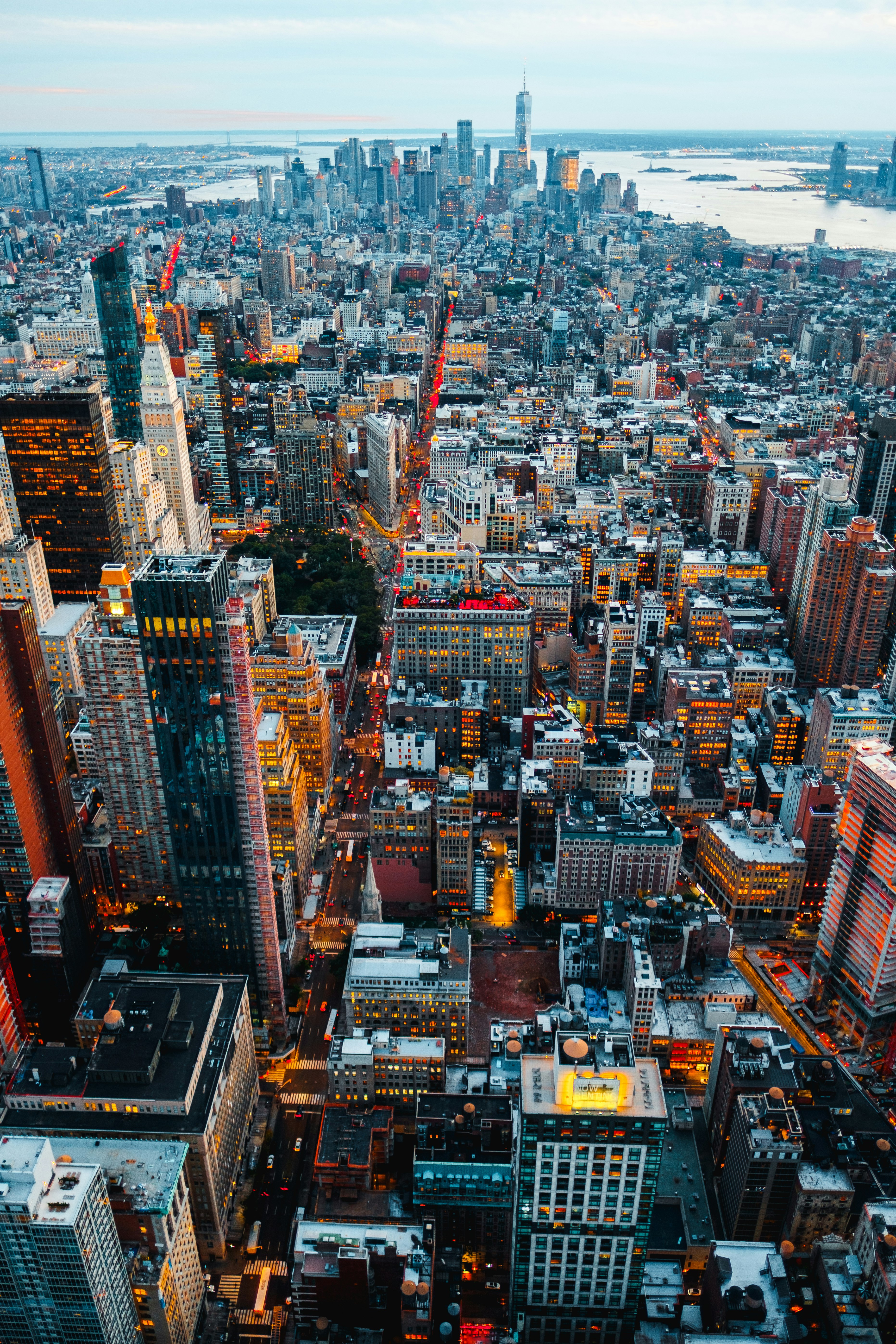 birds eye view of city buildings